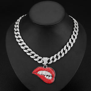 Liontin kepala banteng Hip Hop, aksesori jalanan kalung rantai Kuba berlian imitasi berkilau lapis emas Aloi - Product Image 6