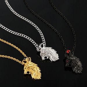 KRKC Hip Hop Unique Design สัตว์ <span class=keywords><strong>Charm</strong></span> สร้อยคอ18K 316L สแตนเลสสตีลสีขาว CZ เพชร <span class=keywords><strong>Crown</strong></span> Lion จี้ - Product Image 3