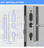 Serrure de porte intelligente à empreinte digitale pour installation facile sur le cloud, en acier inoxydable, étanche IP65, compatible avec l'application TTLOCK, pour plusieurs mortaises