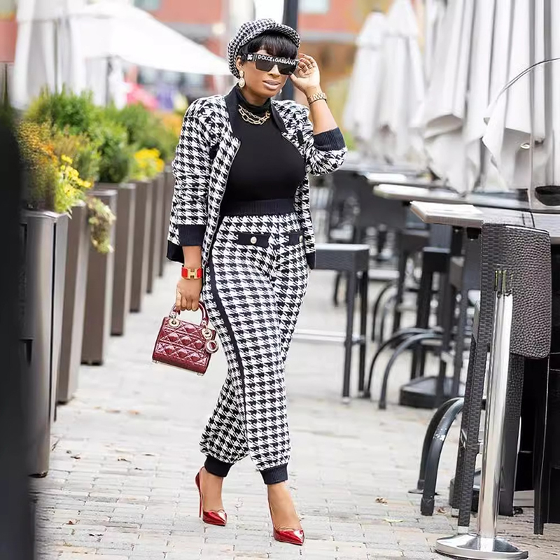 White houndstooth suit set women