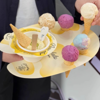 Support en papier pour mini cornets de crème glacée, plateau anti-goutte, logo personnalisé