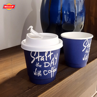 Vaso de Papel Kraft de Doble Pared de 8oz/10oz para Café, Leche y Bebidas Calientes, MOQ Bajo de 1000 Piezas, Impresión de Logotipo Personalizado, Tapa de PP de una Sola Forma