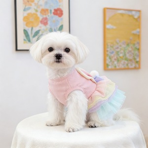 Robe de princesse pour chien, jupe en tulle rose motif lapin, motif animal mignon, quatre saisons, en polyester, petite et moyenne taille - Product Image 4