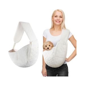 Hands-Free Quilted <b>Pet</b> Sling <b>Carrier</b> Bag for Small Dogs Cats, Nylon Cotton Crossbody Puppy Travel Sling Bag - Product Image 2