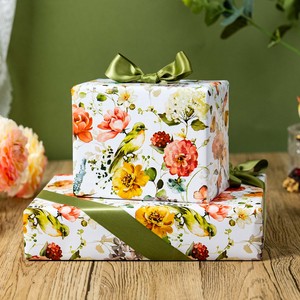 Floral And Bird <b>Pattern</b> Gift Wrapping <b>Paper</b> Double-Sided Art <b>Paper</b> For Holiday Packaging Eco-Friendly Offset Printing - Product Image 1