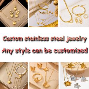 Parures de bijoux tendance en acier inoxydable hypoallergénique plaqué or 14k 18k, anti-ternissement, pour femmes (collier, boucles d'oreilles, bague, bracelet) - Product Image 4