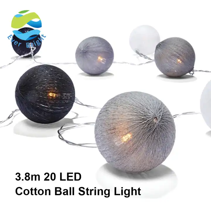 Led lampe colorée fil de coton boule d'éclairage chaîne type de batterie,  décoration de mariage de fête de Noël