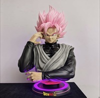 Statue buste de Goku Black Super Saiyan Rosé grandeur nature 1:1 de Dragon Ball Super avec base lumineuse LED en résine