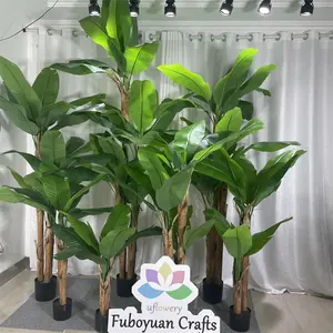 Outdoor Indoor Big Life Size Synthetischer Gummi Künstlicher Bananen-Bonsai-Baum Realistischer großer Pflanzenbaum mit Topf für Wohnzimmer