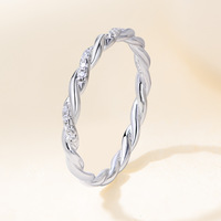 Anneaux en argent sterling 925 tressés et torsadés, minimalistes et délicats, incrustés de zircone 5A, pour femmes, fabriqués directement par SPJ Factory.
