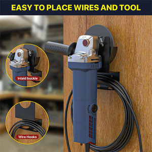 2pcs Pack Heavy-Duty Wall-Mounted Angle Grinder Storage Rack Metal Rack <b>Hook</b> Foldable for Convenient <b>Tool</b> Organization - Product Image 2