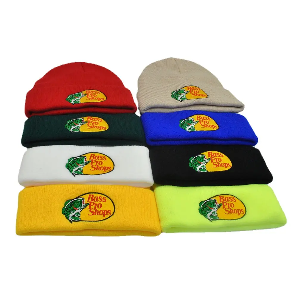 Topi rajut musim dingin, topi Beanie bordir olahraga, topi rajut tengkorak, topi hangat pelindung topi musim dingin, toko bass pro