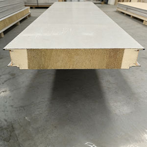 Panel Aislante de Lana de Roca con Borde Sellado de PU, Grosor y Tamaño Personalizados, Certificado ISO, para Cuartos Limpios, Almacenamiento en Frío y Casas Prefabricadas - Product Image 1