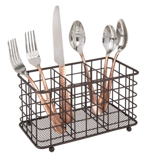 Metal 4-Compartment Utensil <b>Basket</b> Flatware <b>Cutlery</b> Holder - Product Image 2