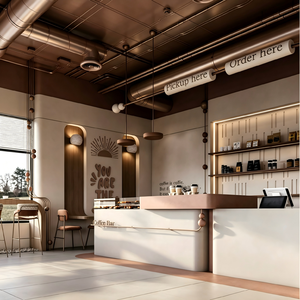 Barra de Bar Moderna para Restaurante |   Muebles de Bar de Madera Personalizados con LED, Ecológicos y Comerciales para Cafetería o Pub |   Solución Integral - Product Image 2