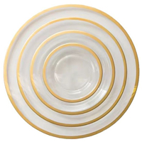 Assiettes de Présentation Rondes en Plastique Style Moderne avec Bord Doré – Vaisselle de Luxe pour Mariages et Événements