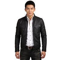 Veste en cuir véritable tendance pour homme, coupe slim, lignes épurées, toucher doux, avec option logo, veste en cuir tendance pour homme.