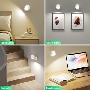 Lámparas de Pared Recargables al por Mayor, Lámpara de Pared Inalámbrica con Rotación y Regulación de Intensidad, Lámpara de Lectura LED para Dormitorio, Estudio, Mesita de Noche - Product Image 6