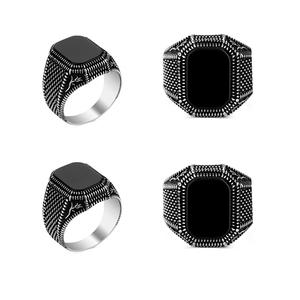 SGARIT-Anillo de Plata de Ley 925 con piedra de ágata Natural, joyería turca, para hombres - Product Image 6