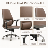Chaise de bureau exécutive ergonomique moderne de qualité supérieure en cuir PU pivotante avec accoudoirs réglables en hauteur, chaise de patron confortable