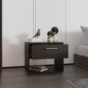 Nightstand 1 Drawer 1 <b>Shelf</b> 4 Legs Modern Bedroom Storage <b>Unit</b> - Product Image 2