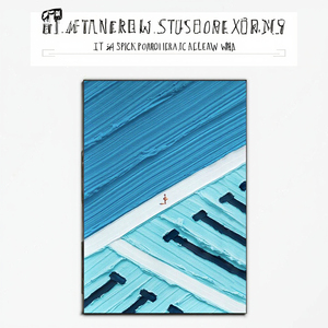 <span class=keywords><strong>Affiche</strong></span> abstraite de piscine Mintura, peinte à la main, bleu et blanc, texture 3D, toile épaisse, support en plastique/acrylique, peintures murales - Product Image 3