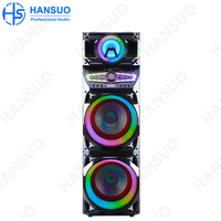 Speaker Karaoke Portabel Dual 15 inci 100-300W Daya Tinggi USB RGB LED HS-TD15A9