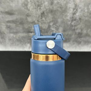 USA New 20oz Matt Powder Mirror Copper Gold Plate Top <b>Handle</b> Flip Straw Tumbler Outdoor <b>Travel</b> Vacuum Water Bottle <b>Mug</b> for Laser - Product Image 3