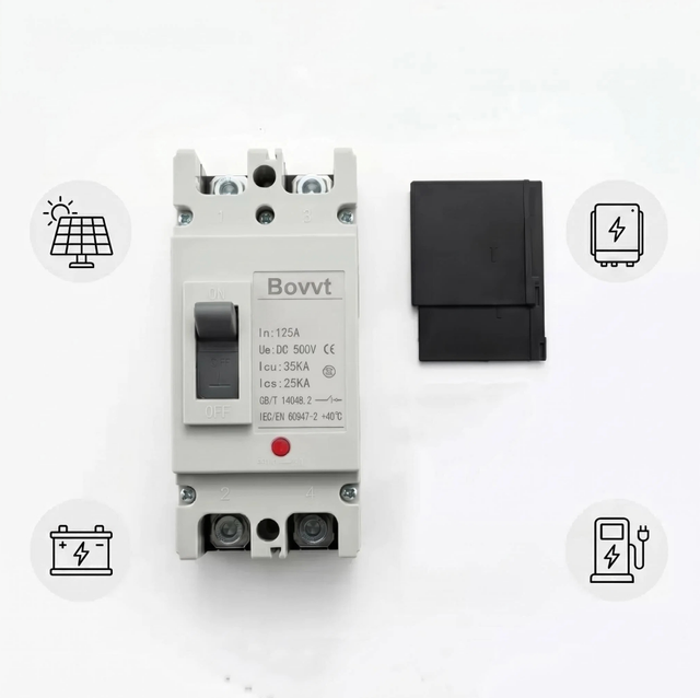 DC MCCB 2P 125 Amp DC500V Moulded Case Circuit Breaker for Photovoltaic System,Storage Battery Pack,