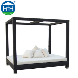 Chaise Longue Rotonda Accogliente, <span class=keywords><strong>Lettino</strong></span> Prendisole di Lusso in Vimini con Baldacchino per Hotel, Patio e Spiaggia - Product Image 3
