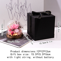 Cadeau LED Roses éternelles Fleur préservée dans un dôme en verre Coffret cadeau Saint Valentin Fête des mères Fleur préservée