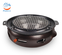 Parrilla de Carbón de Hierro Fundido y Cerámica - Parrilla de Mesa con Flujo de Aire Ajustable para Barbacoa Coreana, Camping y Jardín