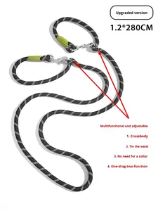 Multifunctional Reflective Nylon Crossbody <b>Dog</b> <b>Leash</b> Hands Free Running Pet Traction Belt nylon pet traction rope - Product Image 6