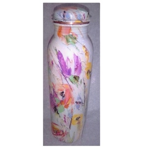 Botella de agua de cobre con impresión dorada, recipiente de almacenamiento de agua antiguo, suministros de Metal, color blanco - Product Image 5