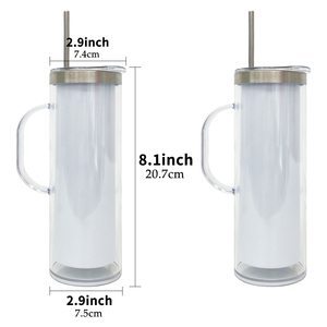 Nuevo vaso de Storyboard de acero inoxidable con globo de nieve preperforado de 20oz con mango para sublimación y bricolaje - Product Image 4