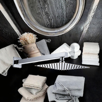 Bras de douche carré en acier inoxydable 304 avec installation encastrée, effet cascade et pluie, pour salle de bain