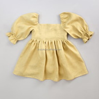 Robe d'été pour bébé fille, unie, en coton, à manches courtes et volants, pour nouveau-né et tout-petit