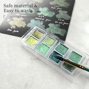 8สีเมทัลลิคสีฟ้าสีม่วงชุดShimmerสีน้ําทึบศิลปินแบบพกพาครึ่งชุดAqua Arellas Aquarela - Product Image 3