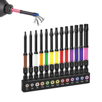 Jeu de tournevis à percussion, 13 pièces, embouts magnétiques en acier S2, embouts de tournevis à étoile longs avec base codée par couleur