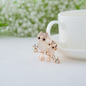 Broche créative haut de gamme en pierre motif hibou, épinglette animale hibou tendance, pour vêtements et corsages - Product Image 2