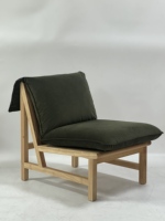 Fauteuil de loisirs Ace avec pieds de type traîneau, design moderne et luxueux, bois massif, finition naturelle, revêtement en coton, garantie 1 an, meubles de salon