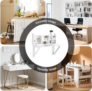 <span class=keywords><strong>Bureau</strong></span> <span class=keywords><strong>mural</strong></span> pliable pour petites pièces, gain de place. Station de travail flottante pliable avec étagère réglable, idéale pour le <span class=keywords><strong>bureau</strong></span> à domicile - Product Image 4