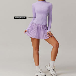 Faldas plisadas para correr para mujer, sujetador de gimnasio, Chaquetas deportivas ajustadas de manga larga, 3 uds., ropa atlética, conjuntos de faldas de tenis y Golf para Fitness - Product Image 6