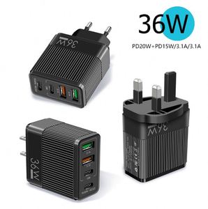 New 36W Fast-charging Phone Charger 5V 4A EU US UK Standard 2PD + 2USB Multi-port <b>Adapter</b> Charging Head - Product Image 2