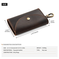 Tas Kunci Kulit Asli Vintage Kulit Crazy Horse Dompet Koin Sederhana Kasual Diskon 70% Tas Pinggang Pria