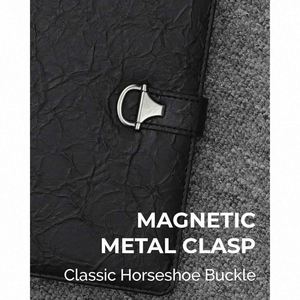 A5 Spiral Leather Address Book with Magnetic Closure 80 Sheets Promotional Use Lined Thick Durable Paper-Perfect <b>Gift</b> AF Origin - Product Image 4