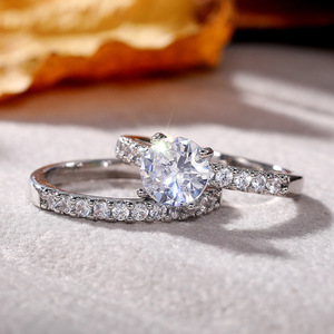 Conjunto de Anillos de Circonia Cúbica para Pareja, Joyería de Compromiso y Boda para Mujer - Product Image 4