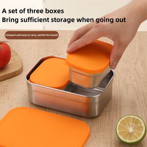 Boîte à lunch en acier inoxydable 304 avec couvercle en silicone, hermétique et portable, récipient alimentaire métallique – Offre Spéciale - Product Image 5