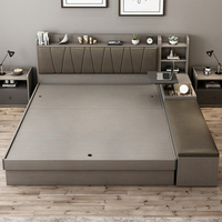 Hôtel personnalisé grande maison en bois King Size moderne Queen Double Tatami Led lit Designs cadre luxueux avec rangement