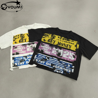 T-shirts graphiques déchirés YOUMI pour hommes, coupe oversize et courte, en molleton bouclette, imprimés DTG, personnalisés par les fabricants de vêtements YOUMI